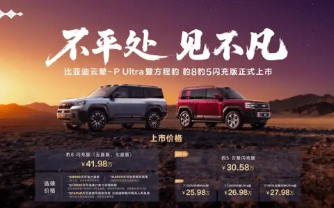 方程豹豹8豹5闪充版上市，首搭首发比亚迪云辇-P Ultra