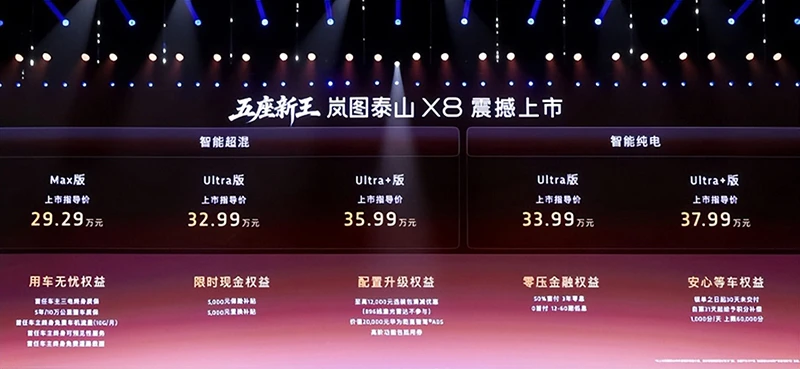 双击查看原图 岚图泰山X8正式上市 权益后售价28.29万-36.99万