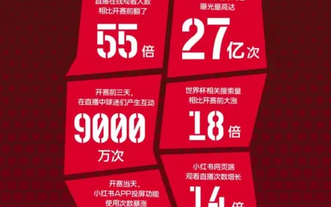 在线观看人数暴涨55倍，世界杯直播创造小红书直播新纪录
