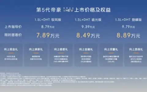 仅7.89万元起，第5代帝豪 i-HEV智擎混动全球上市
