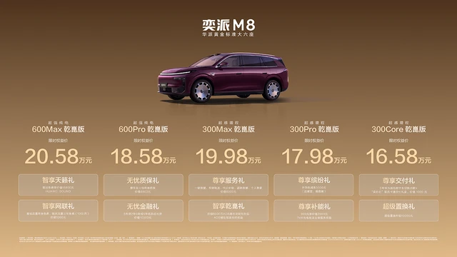 满配华为乾崑六件套大六座，东风奕派M8限时仅16.58万元起上市