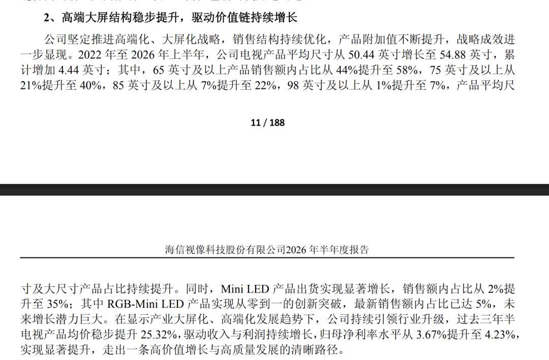 双击查看原图 利润增长超营收,海信RGB赢在显示下一代