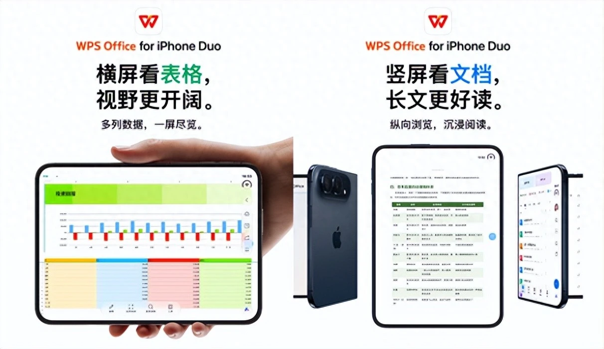 WPS宣布适配iPhone Duo：双屏形态全适配，文档双开并行处理