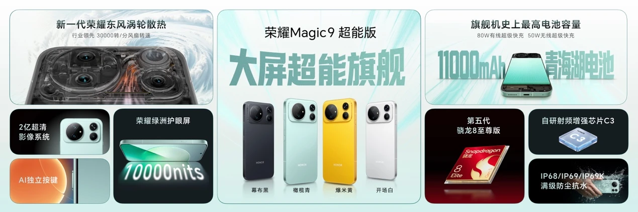 超清双2亿,掌中电影机,荣耀Magic9 系列正式发布,售价4499元起