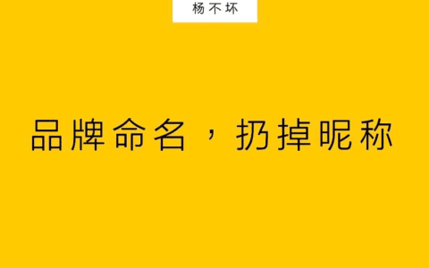 杨不坏：品牌命名，扔掉昵称