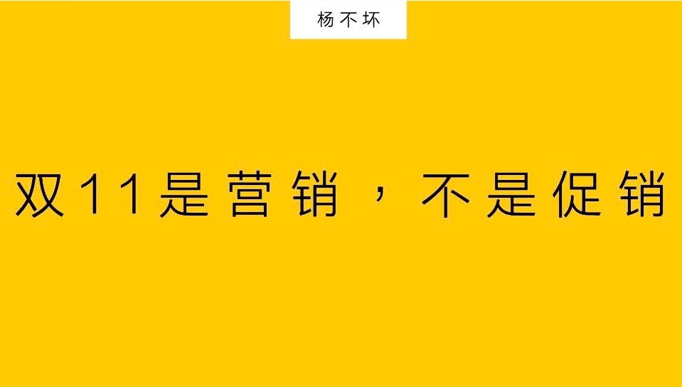 杨不坏：双11是营销，不是促销