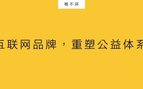 杨不坏：互联网品牌，重塑公益体系