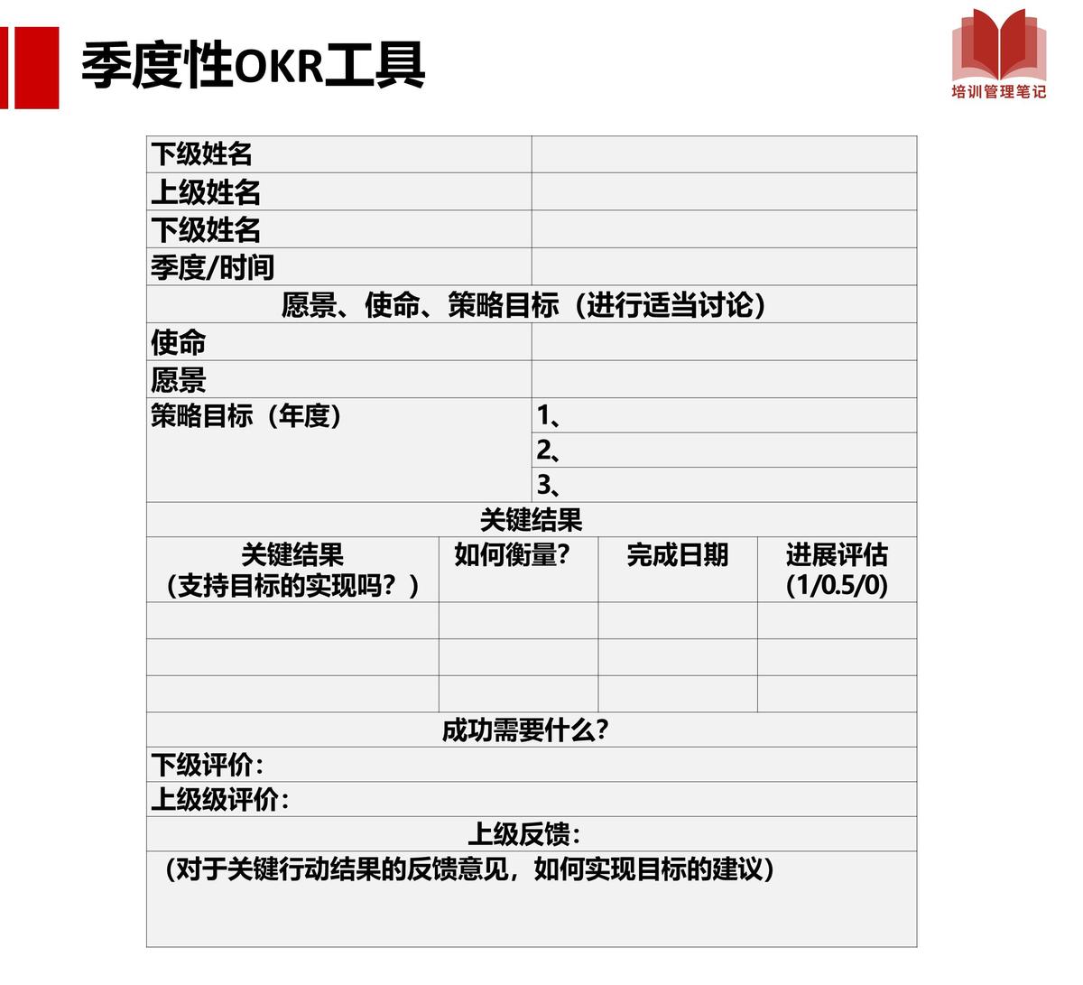 个人okr模板表格图片