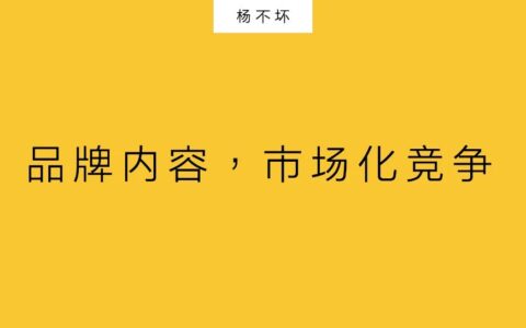 杨不坏：品牌内容，市场化竞争