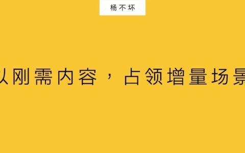 杨不坏：以刚需内容，占领增量场景