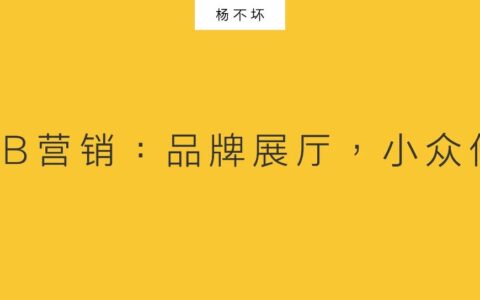 To B营销：品牌展厅，小众传播｜杨不坏