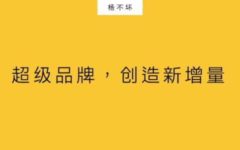 杨不坏：超级品牌，创造新增量
