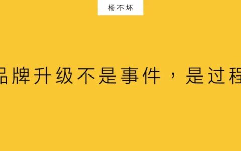 杨不坏：品牌升级不是事件，是过程