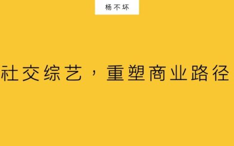 杨不坏：社交综艺，重塑商业路径