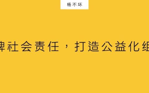 杨不坏：品牌社会责任，打造公益化组织￼