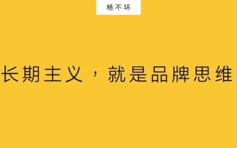杨不坏：长期主义，就是品牌思维