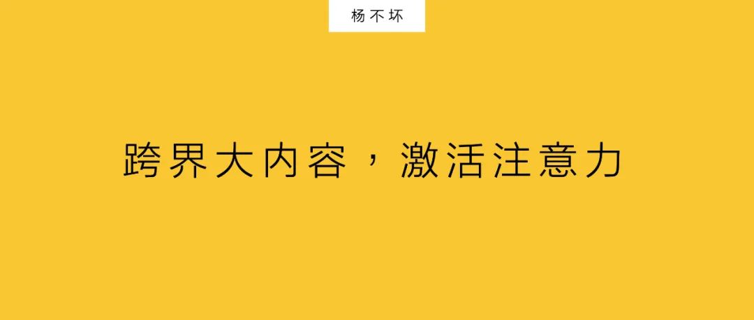 杨不坏：跨界大内容，激活注意力