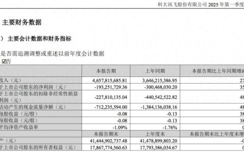 科大讯飞2025年一季度业绩：增收不增利，净亏损1.93亿