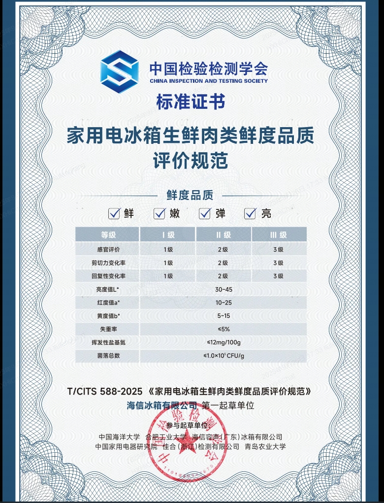 引领产业升级，海信冰箱成生鲜肉类保鲜标准制定者