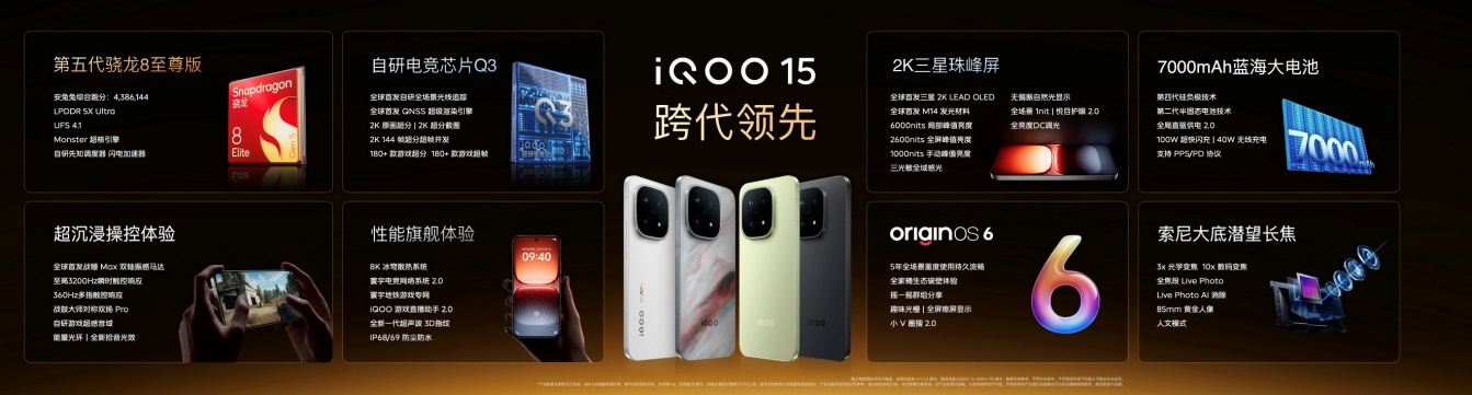 “性能超长板，全面无短板”iQOO 15发布，起步价仅4199元