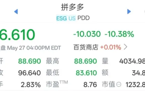 拼多多 Q1财报：交易服务收入首超广告，净利再降15%，股价大跌10%